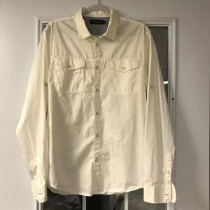 Calvin Klein Jeans Button‎ Up Ivory Shirt Size Large